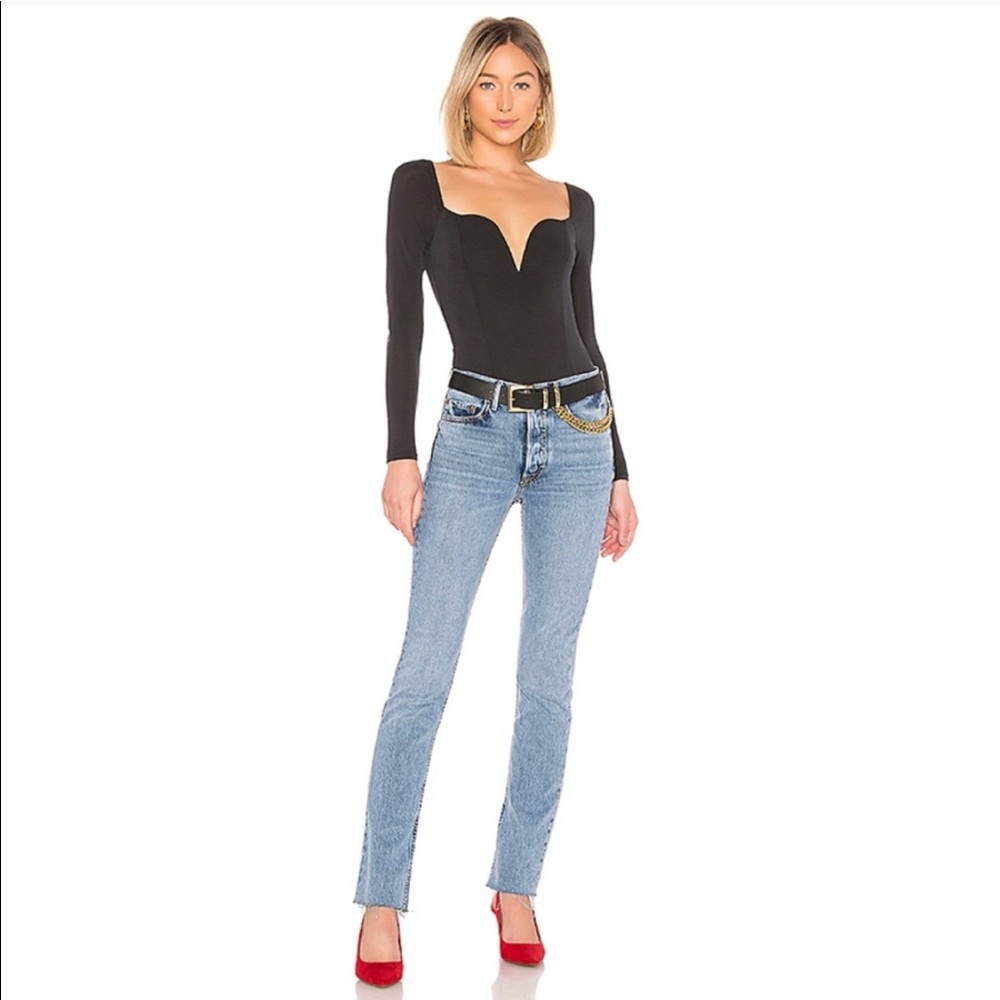 GRLFRND Addison High Rise Button Fly Split Jeans